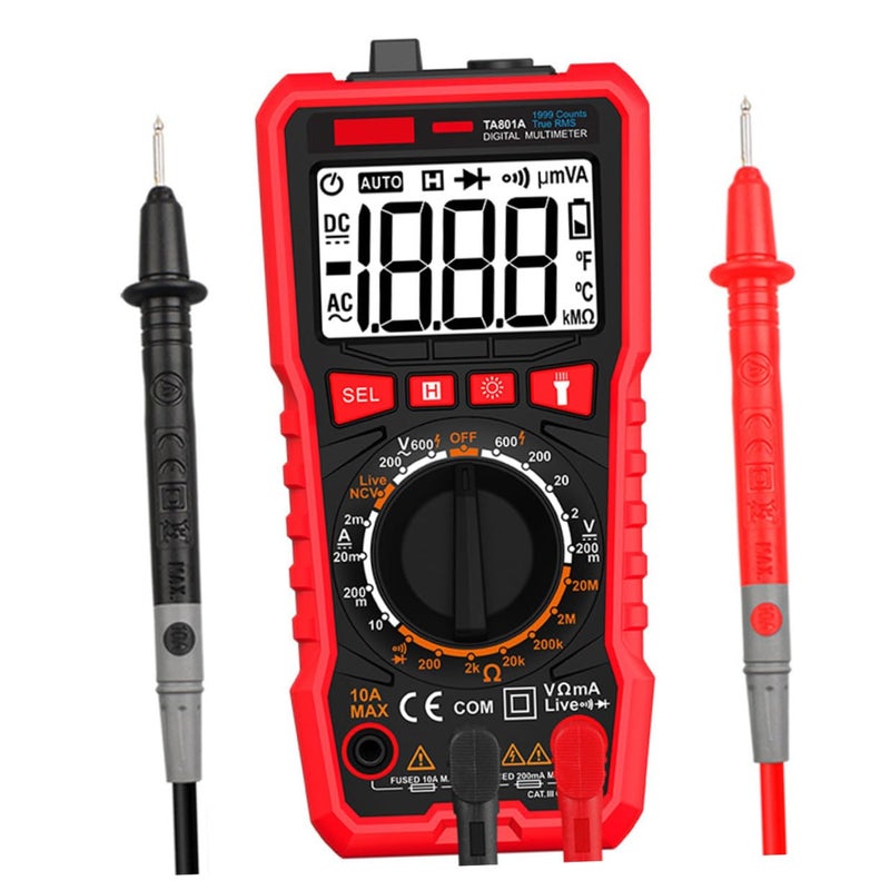 Digital Multimeter Tester with LCD Backlight Flashlight Protective Case Anti Skid Design - Image 1